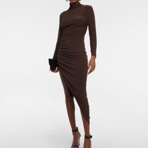 Norma Kamali Asymmetric turtleneck midi dress